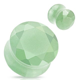 Green Aventurine Facet Cut Stone Plugs (9/16 inch)