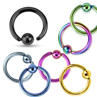 FIXED BALL Stainless Steel Captive Bead Rings, Annealed -- Various Colors (18 gauge - 14 gauge)