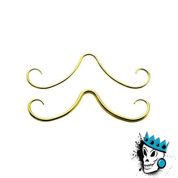 Gold Steel Septum Mustache (16 gauge - 12 gauge)