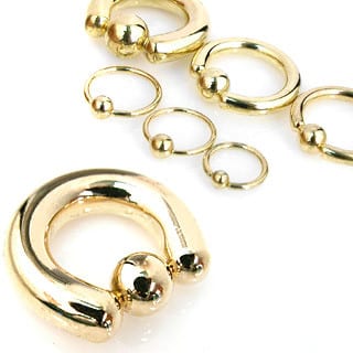 Gold Steel Captive Bead Rings (18 gauge - 2 gauge)