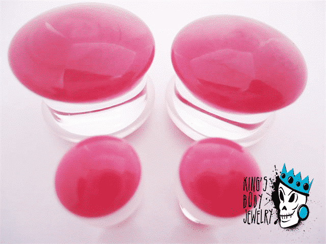 Gorilla Glass Rose Color Front Single Flare Plugs (12 gauge - 1 inch)