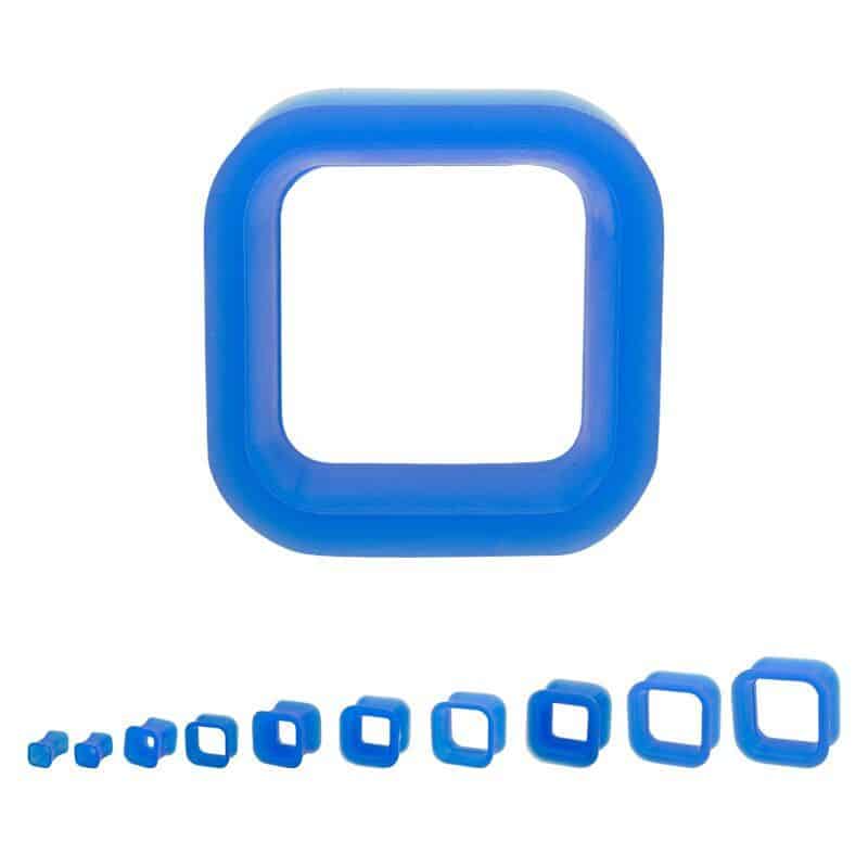 Blue Square Silicone Tunnels (2 gauge - 1 inch)