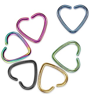 Anodized Heart Rings -- Various Colors (16 gauge)