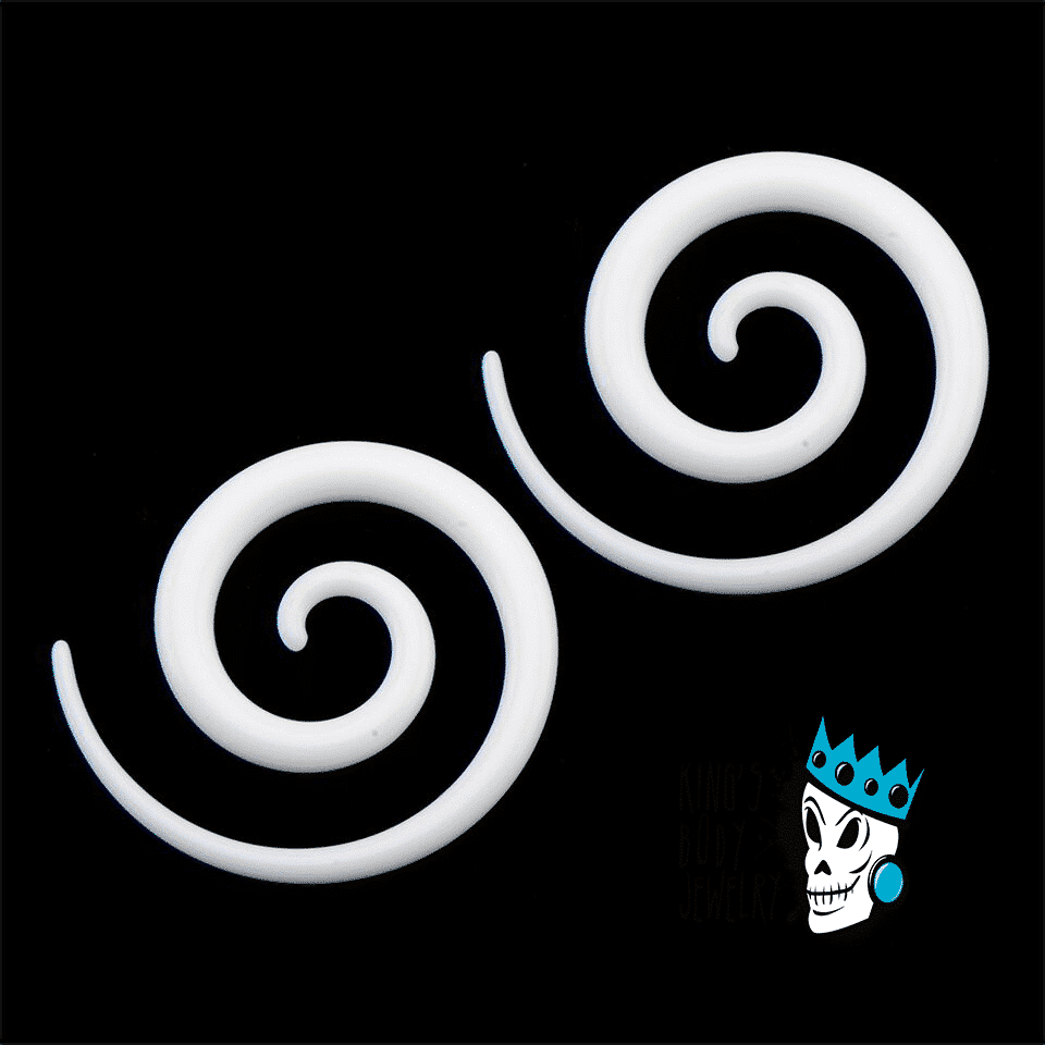 White Acrylic SUPER Spirals (12 gauge - 00 gauge)
