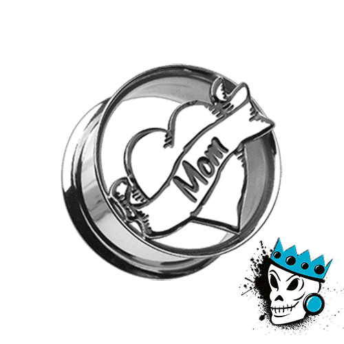 "Mom" Heart Plugs (2 gauge - 1 inch)