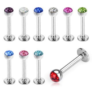 Crystal Gem Labret Ring (16 gauge - 14 gauge)
