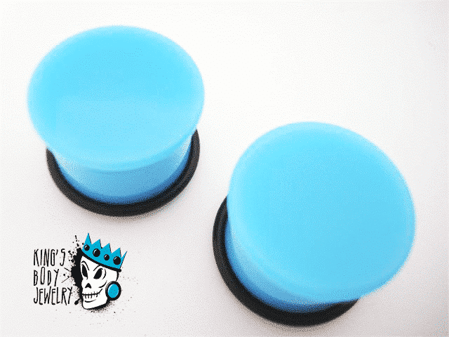 Light Blue Acrylic Single Flare Plugs (10 gauge - 1 inch)