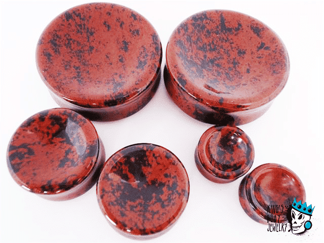 Mahogany Obsidian Concave/Convex Stone Plugs (8 gauge - 1 1/8 inch)