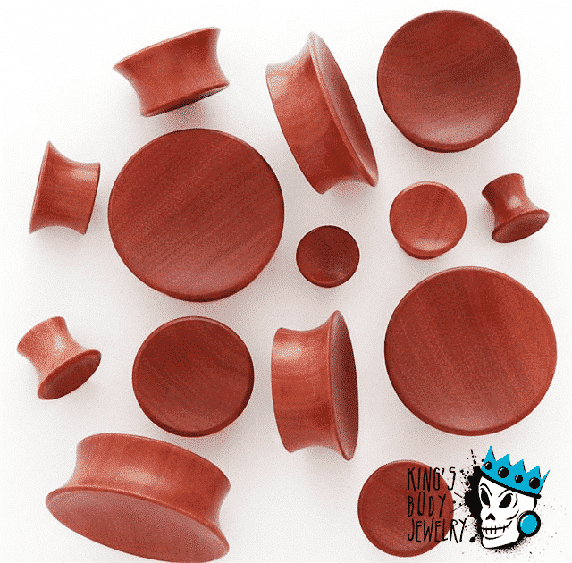 Red Saba Wood Mayan Flare Plugs (8 gauge - 15/16 inch)