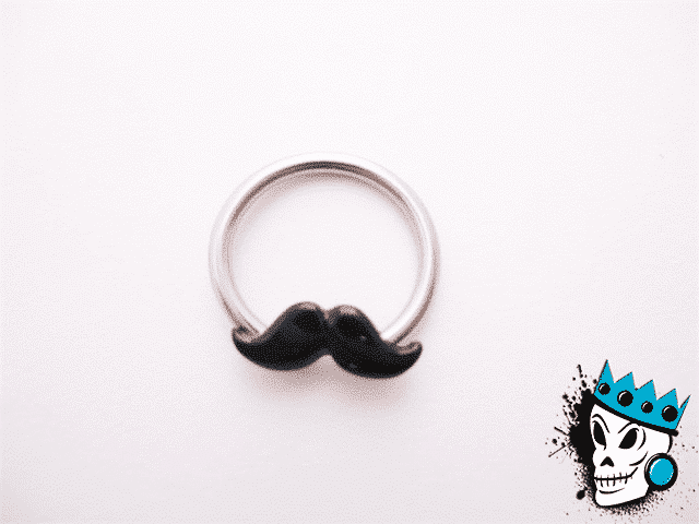 Mustache Captive Bead Rings (14 gauge)