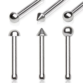 Stainless Steel Nostril Bone with Spike - Various Colors (20 gauge - 18 gauge)