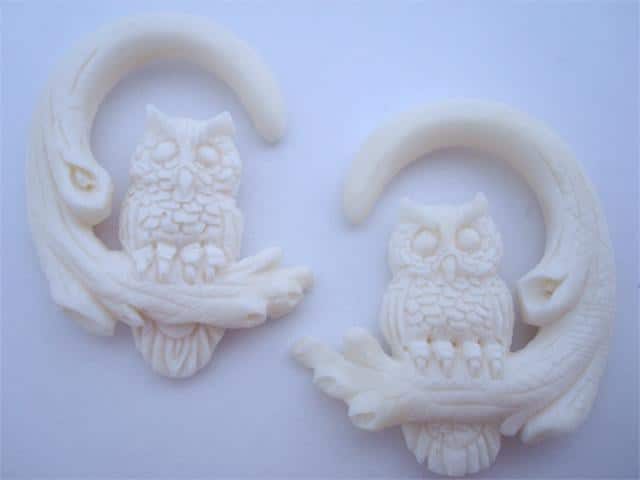 Ornate Bone Hanging Owl Hooks (10 gauge - 8 gauge)