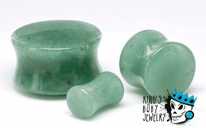 Green Aventurine Double Flare Stone Plugs (6 gauge- 1 1/2 inch )
