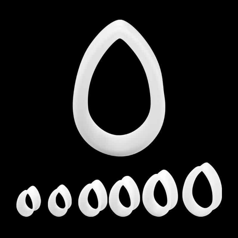 White Teardrop Silicone Tunnels (1/2 inch - 1 inch)