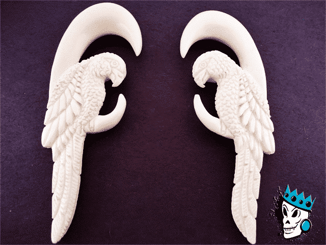 Bone Parrot Hooks (8 gauge - 00 gauge)