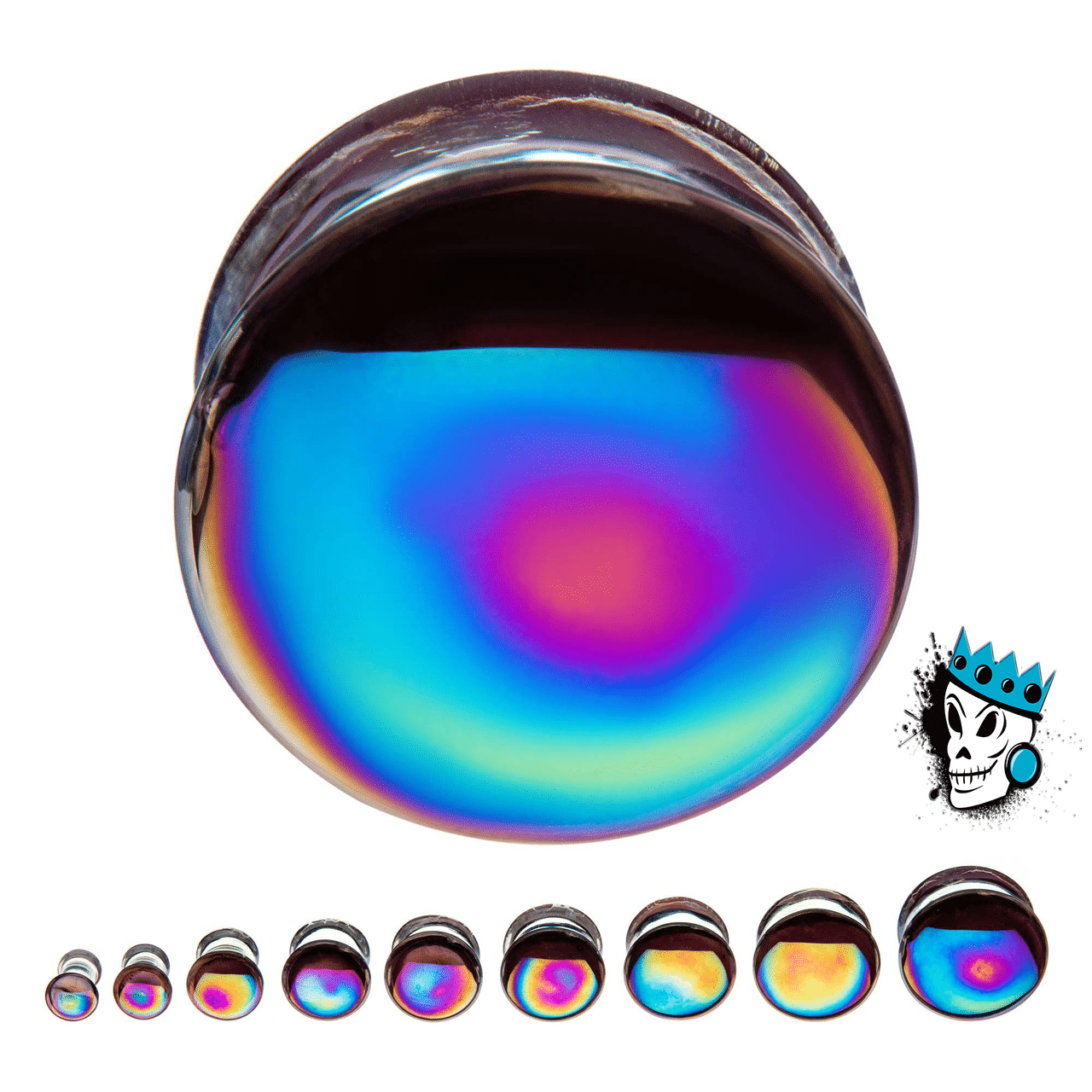 Oil Slick Glass Plugs (12 mm - 1 inch)