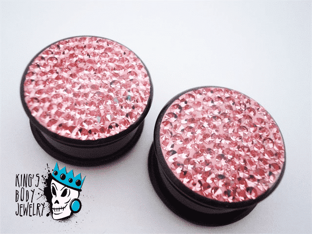 Pink Disco Ball Bling Plugs (6 gauge - 1 inch)
