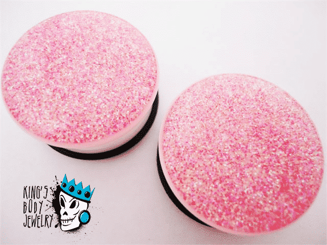 Pink Acrylic Sparkle Plugs (9/16 inch)
