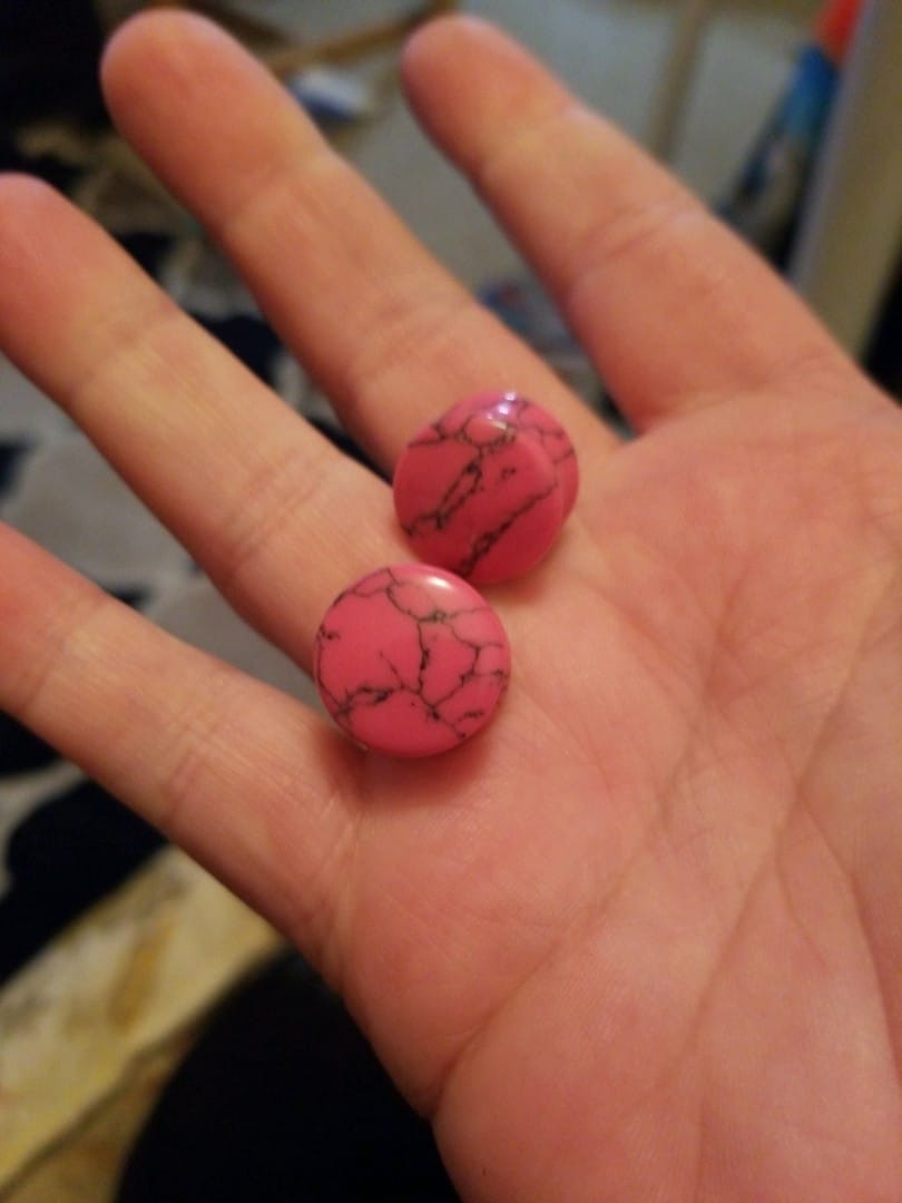 Pink Howlite Double Flare Stone Plugs (8 gauge - 1 7/8 inch)