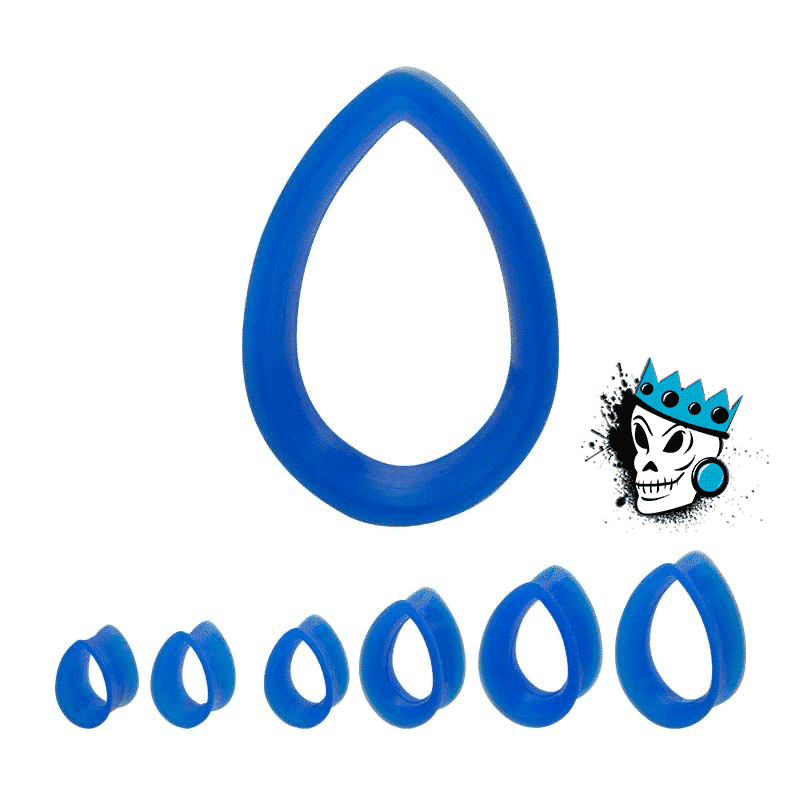 Blue Teardrop Silicone Tunnels (1/2 inch - 1 inch)