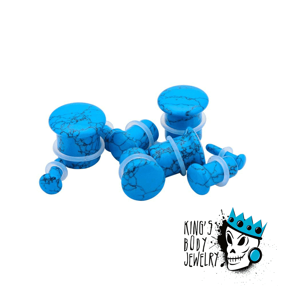 Turquoise Single Flare Stone Plugs (6 guage - 1 inch)
