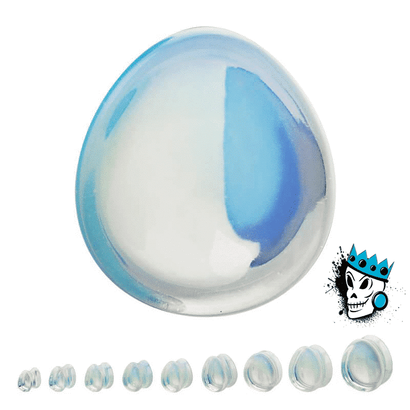 Opalite Ovalized Tear Drop Stone Plugs (7/8 inch)