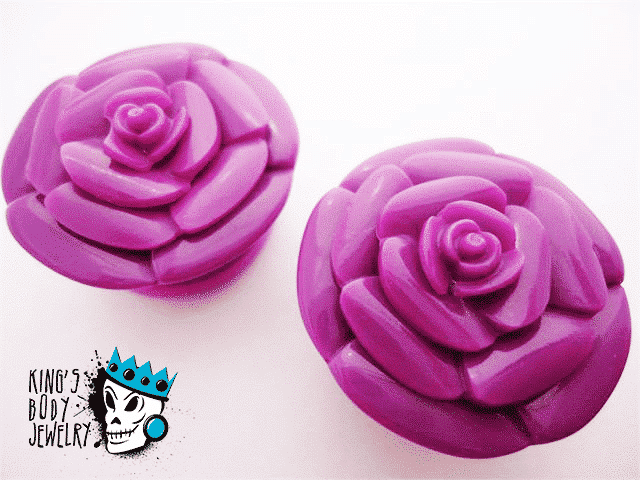 Purple Acrylic Rose Plugs (7/8 & 1 inch)
