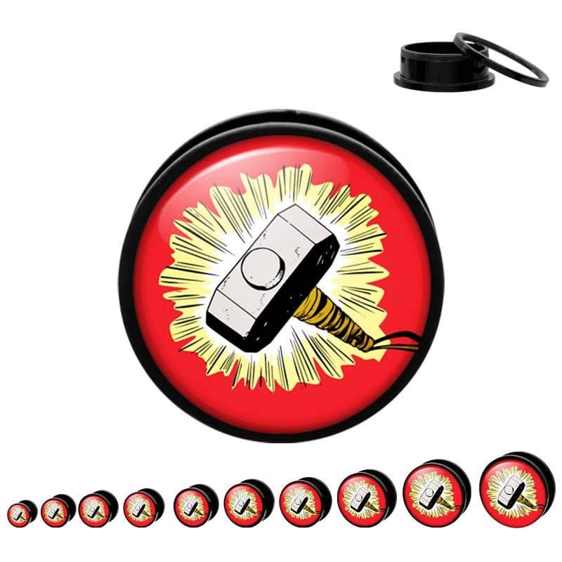 Thor Hammer Marvel Flesh Tunnels (7/8 inch & 1 inch)