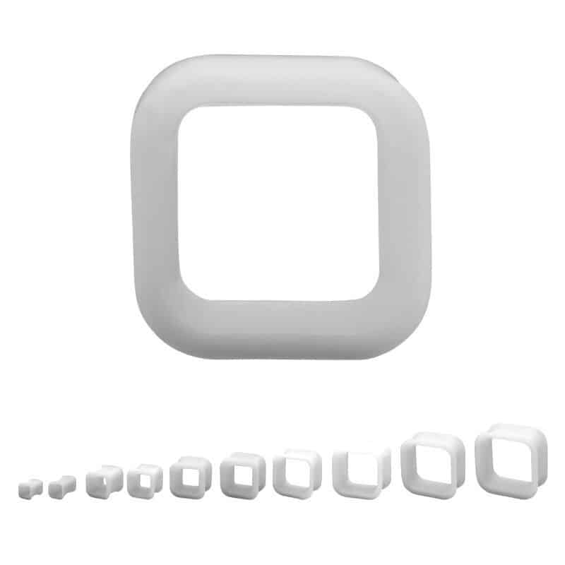White Square Silicone Tunnels (2 gauge - 1 inch)