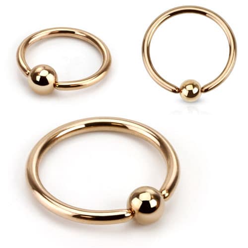 Rose Gold Captive Bead Rings (16 gauge - 14 gauge)
