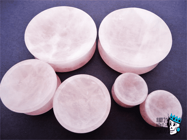 Rose Quartz Concave Stone Plugs (8 gauge - 1 7/8 inch)