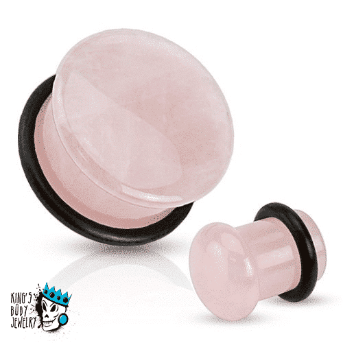 Rose Quartz Single Flare Stone Plugs (6 gauge - 5/8 inch)