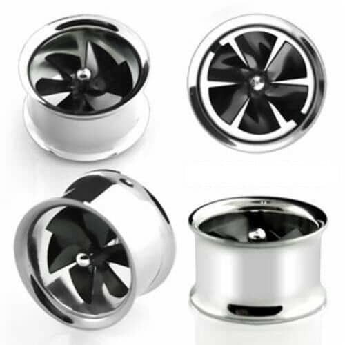 Black Spinning Pinwheel Plugs (00 gauge - 1 inch)