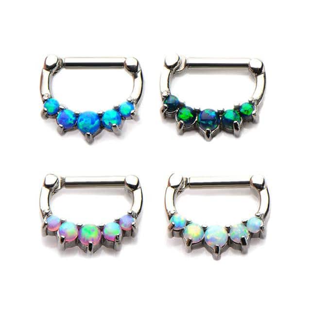 Opal Inlay Septum Clicker (16 gauge - 14 gauge)