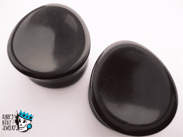 Onyx Ovalized Tear Drop Stone Plugs (0 gauge - 9/16 inch)