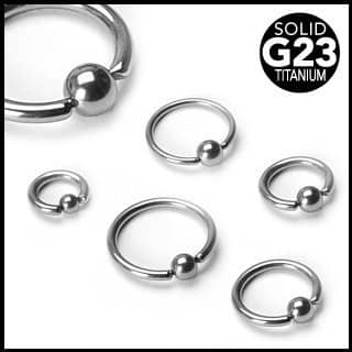 Titanium Captive Bead Rings (16 gauge - 0 gauge)