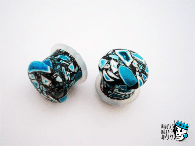 Mixed Turquoise Single Flare Stone Plugs (12 mm)