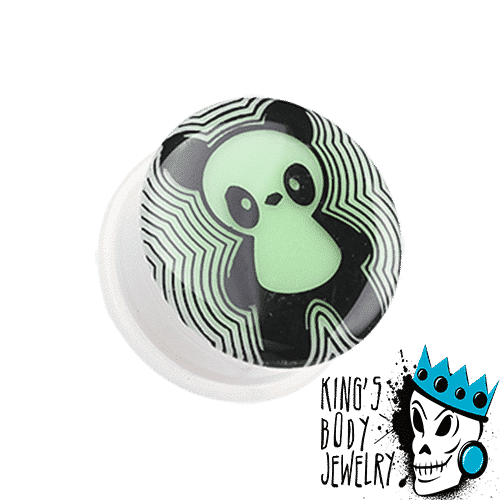 Panda Glow In Dark Plugs (2 gauge - 1 inch)