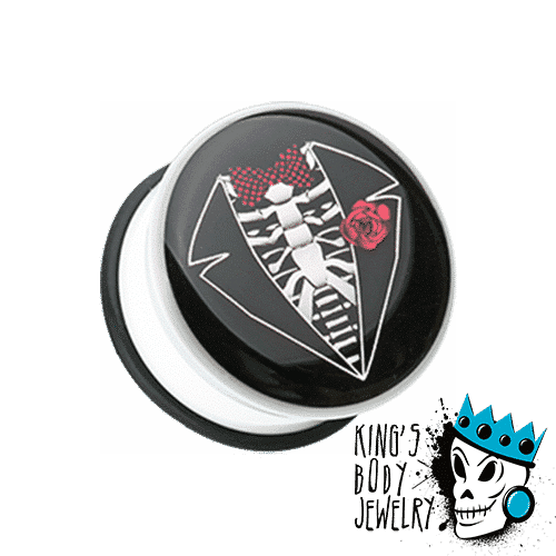 Skull Tuxedo Plugs (2 gauge - 1 inch)