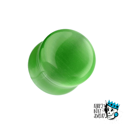 Green Cat Eye Marble Stone Plugs (2 gauge - 5/8 inch)