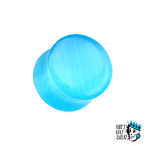 Light Blue Cat Eye Marble Stone Plugs (2 gauge - 5/8 inch)