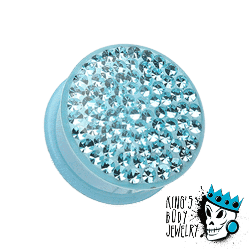 Aqua Disco Ball Bling Plugs (6 gauge - 1 inch)