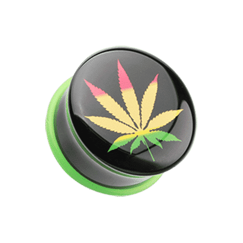 Rasta Pot Leaf Plugs (2 gauge - 1 inch)