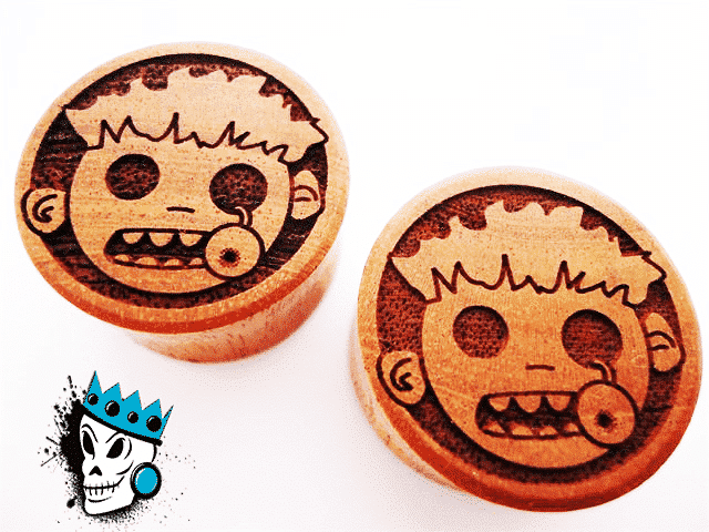 Zombie Boy Wooden Plugs (9/16 inch & 15/16 inch)