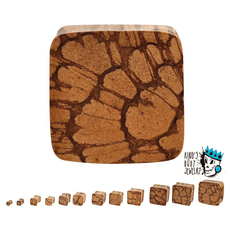 Antique Wood Square Double Flared Plugs (6 gauge - 1 inch)