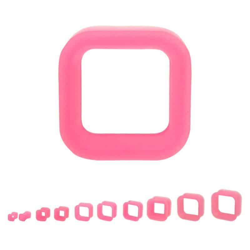Pink Square Silicone Tunnels (2 gauge - 1 inch)