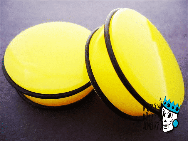 Yellow Acrylic No Flare Plugs (1 1/8 inch - 2 inch)