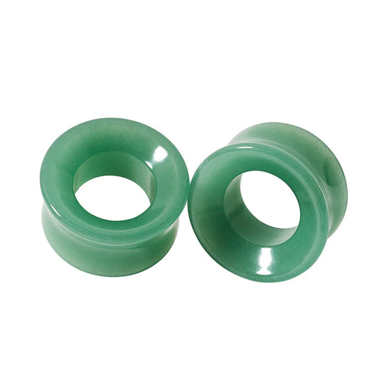 Diablo Organics Green Aventurine Concave Stone Eyelets (00 gauge - 1 1/2 inch)