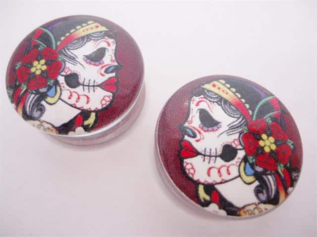 Day of the Dead Gypsy Plugs (2 gauge - 1 inch)