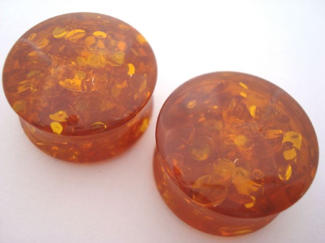 Amber Plugs (8 gauge - 1 inch)